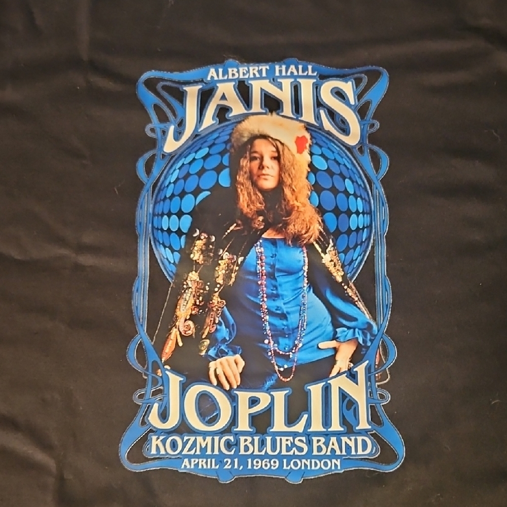Black Graphic Tee with Janis Joplin Design - Picture 5 of 5